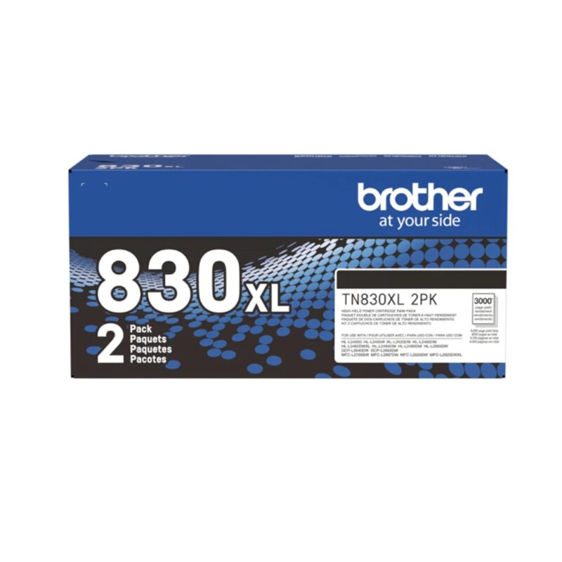Genuine Brother TN830xl-2 pack Genuine Brother TN830XL Black Toner Cartridge HY 2/PK