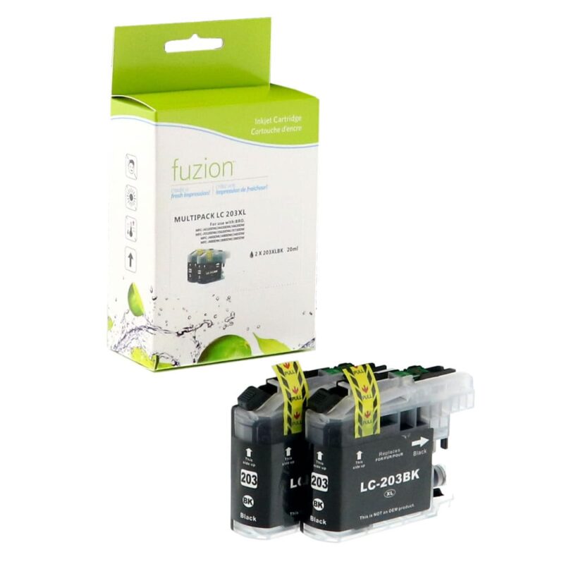 New Compatible Brother LC203BK Black Ink Cartridge HY 2/PK