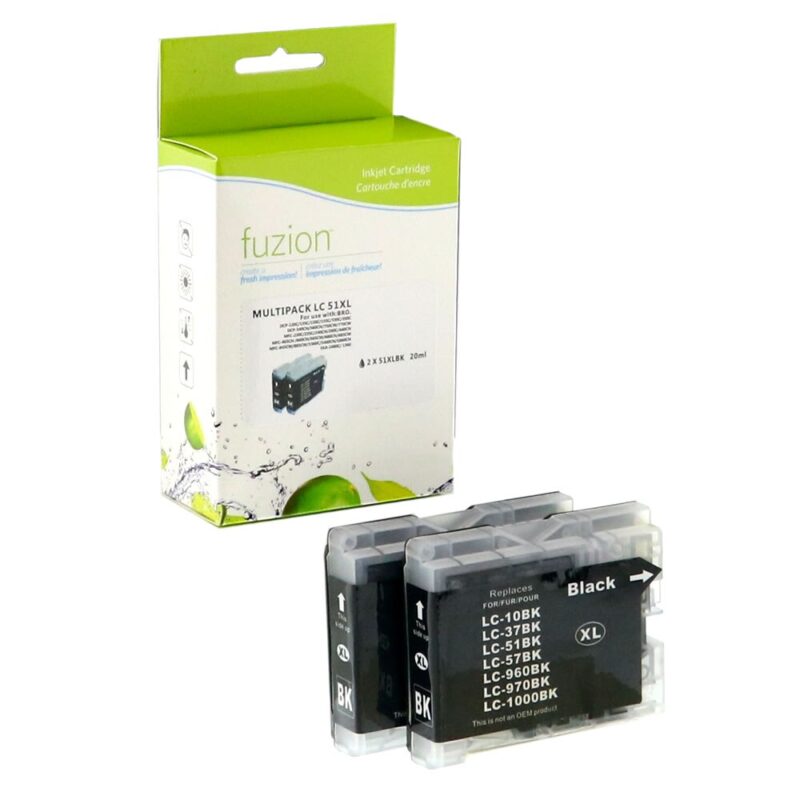 New Compatible Brother LC51BK Black Ink Cartridge 2/PK