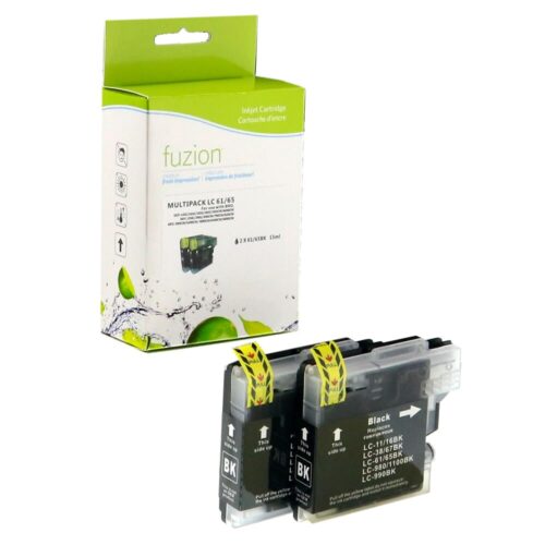 New Compatible Brother LC61BK Black Ink Cartridge 2/PK