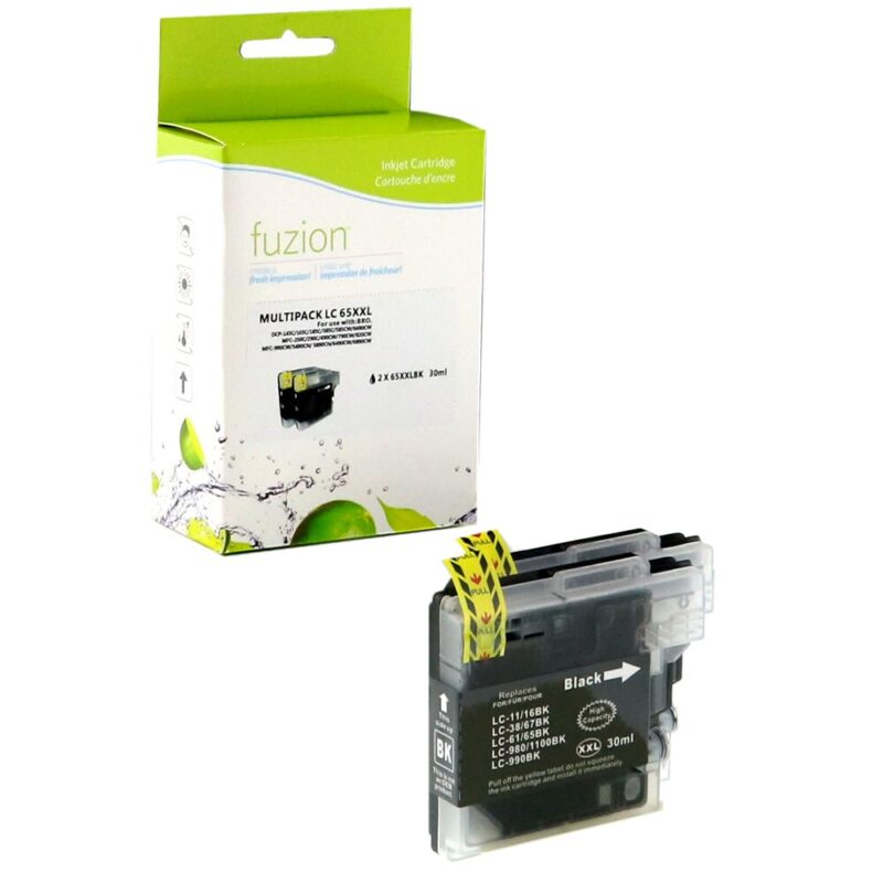 New Compatible Brother LC65BK Black Ink Cartridge HY 2/PK