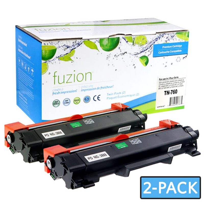 New Compatible Brother TN760 Black Toner Cartridge HY 2/PK
