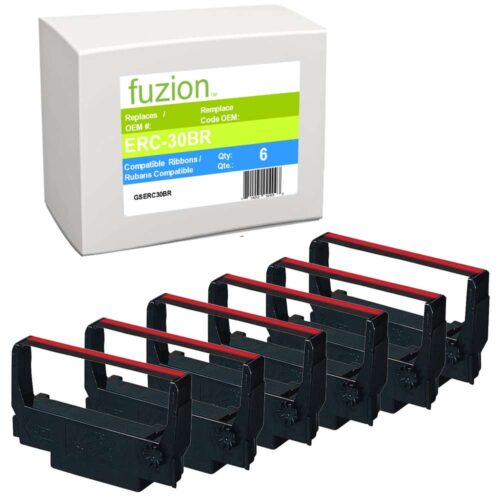 New Compatible Epson ERC-30BR Black/Red Ribbon-6/PK New Compatible Epson ERC-30BR Black/Red Ribbon-6/PK